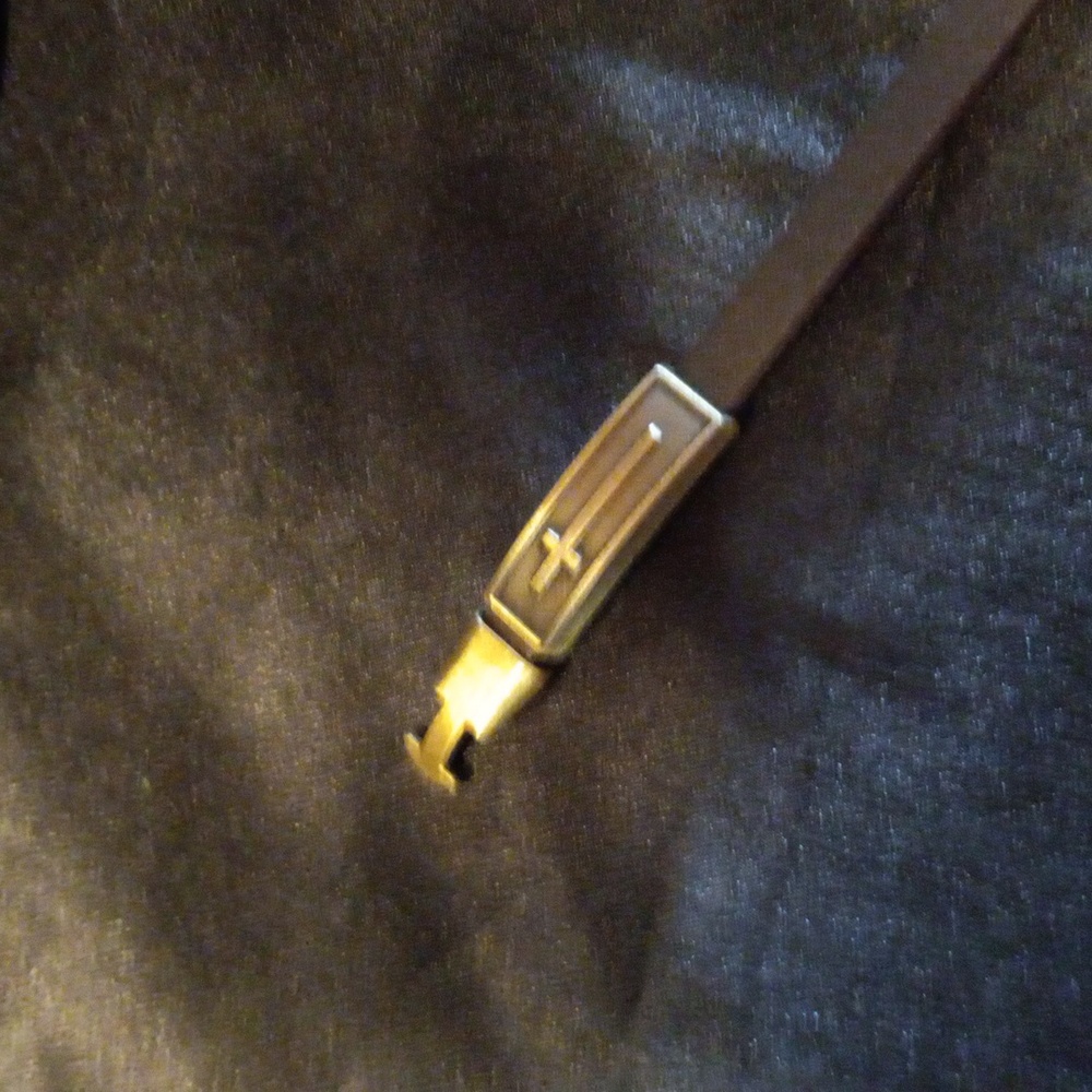 Religious leather bracelet